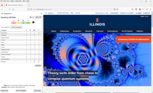 Screen shot of AInspector Sidebar open on the University of Illinois home page